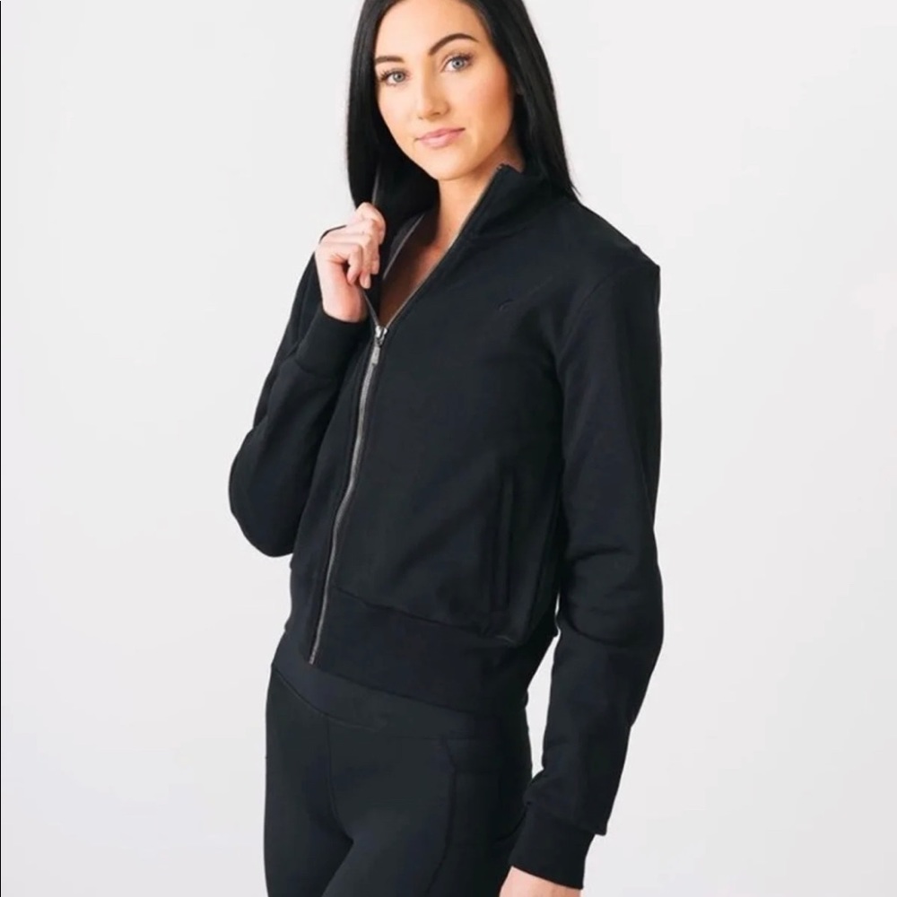 Zyia Black French Terry Zipper Jacket
